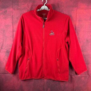 ANTIQUA RED FULL-ZIP FLEECE JACKET ST. LOUIS CARDINALS BASEBALL TEAM, SIZE XXL